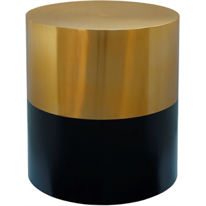 Meridian Furniture Sun Brushed Gold Top End Table with Matte Black Base