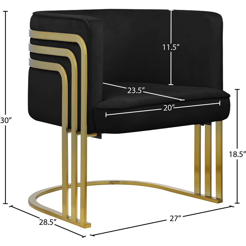 Meridian Furniture Rays Black Velvet Upholstered Accent Chair