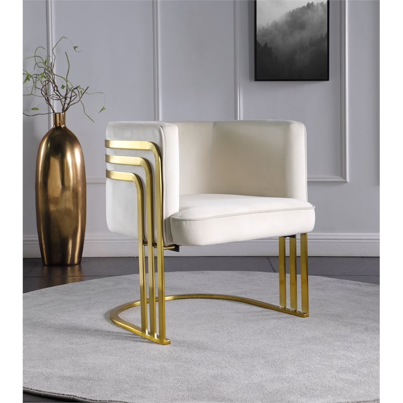 Meridian Furniture Rays Cream Velvet Upholstered Accent Chair
