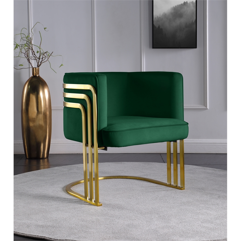 Meridian Furniture Rays Green Velvet Upholstered Accent Chair