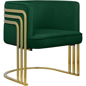 meridian furniture rays green velvet upholstered accent chair