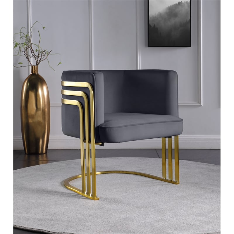 Meridian Furniture Rays Gray Velvet Upholstered Accent Chair