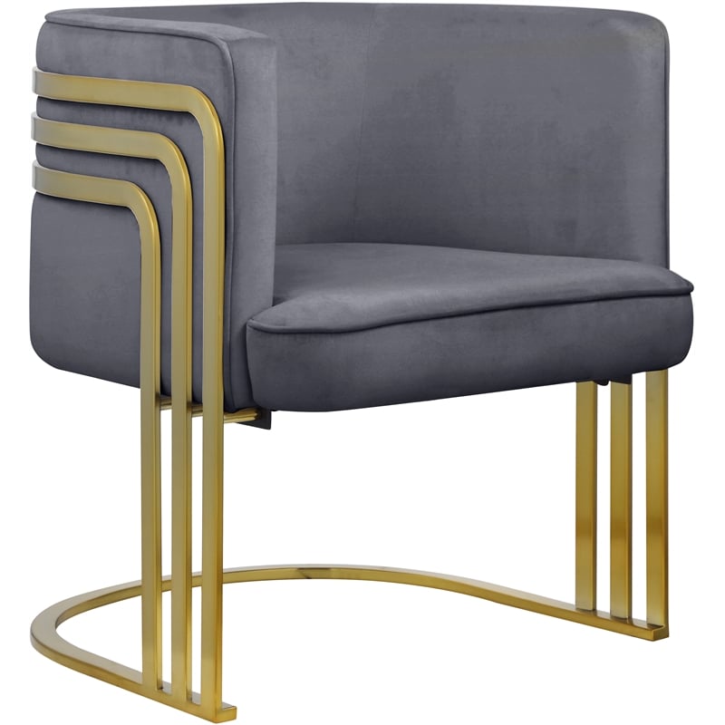 Meridian Furniture Rays Gray Velvet Upholstered Accent Chair