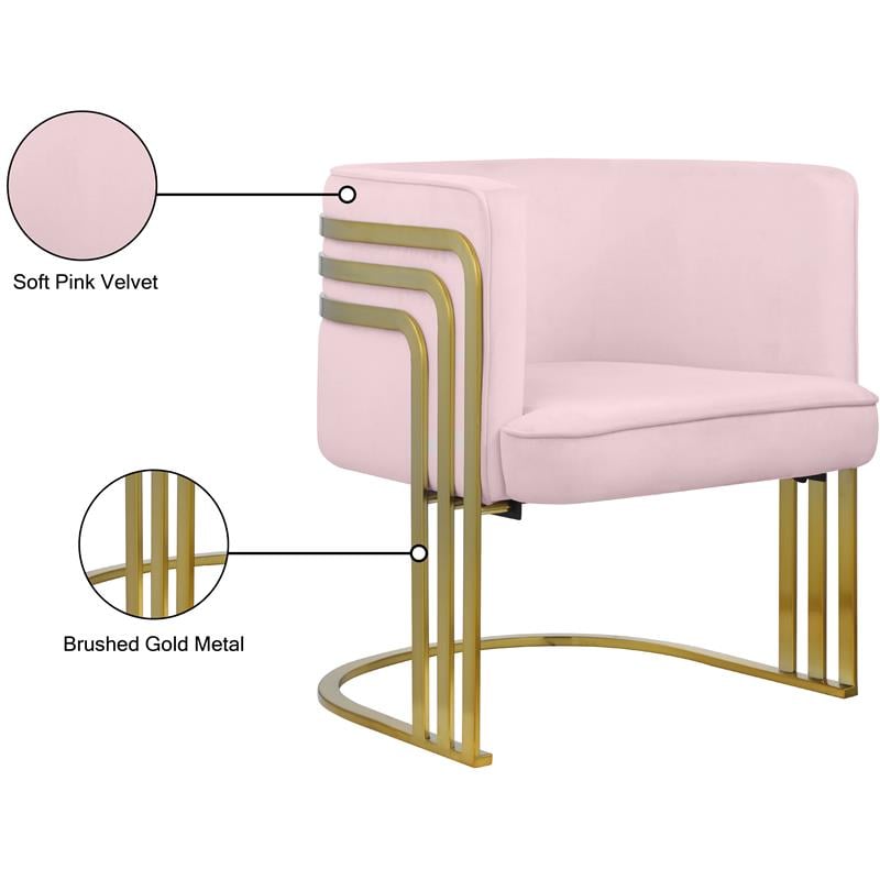 Meridian Furniture Rays Pink Velvet Upholstered Accent Chair