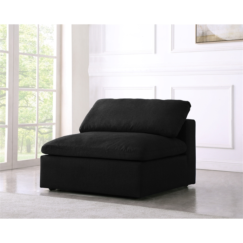Meridian Furniture Serene Black Linen Fabric Deluxe Modular Armless Chair