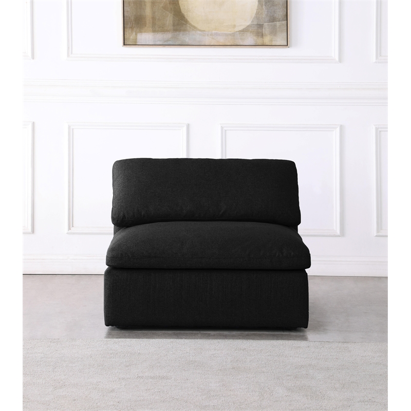 Meridian Furniture Serene Black Linen Fabric Deluxe Modular Armless Chair