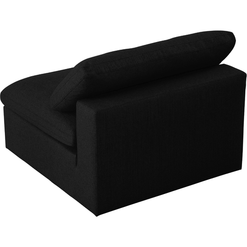 Meridian Furniture Serene Black Linen Fabric Deluxe Modular Armless Chair
