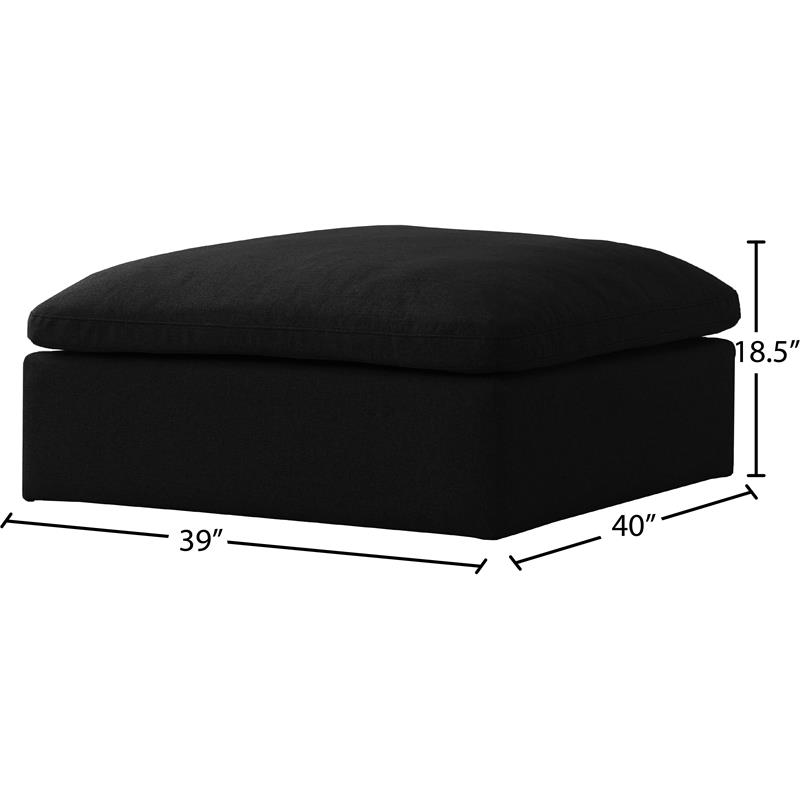 Meridian Furniture Serene Black Linen Fabric Deluxe Modular Ottoman