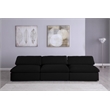 Meridian Furniture Serene Black Linen Fabric Modular 3 Piece Armless Sofa