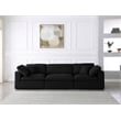 Meridian Furniture Serene Black Linen Fabric Modular 3 Piece Sofa