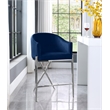 Meridian Furniture Xavier Navy Velvet Counter Stool with Chrome Metal Legs