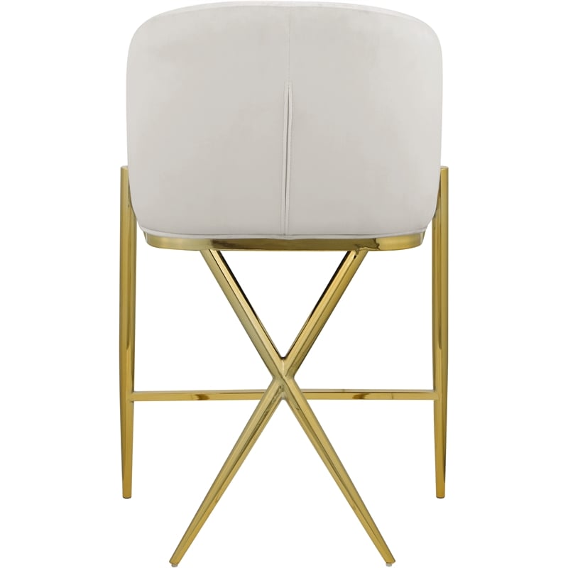 Meridian Furniture Xavier Cream Velvet Counter Stool with Gold Metal Legs
