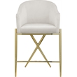 Meridian Furniture Xavier Cream Velvet Counter Stool with Gold Metal Legs