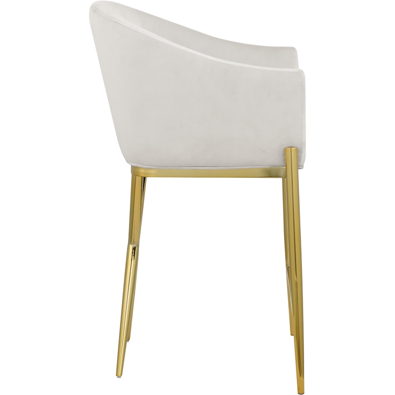 Meridian Furniture Xavier Cream Velvet Counter Stool with Gold Metal Legs