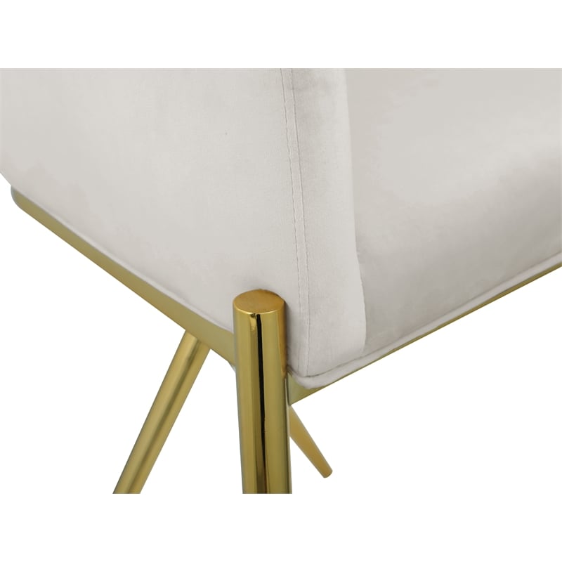 Meridian Furniture Xavier Cream Velvet Counter Stool with Gold Metal Legs