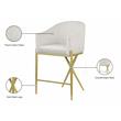 Meridian Furniture Xavier Cream Velvet Counter Stool with Gold Metal Legs