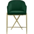 Meridian Furniture Xavier Green Velvet Counter Stool with Gold Metal Legs