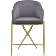 Meridian Furniture Xavier Gray Velvet Counter Stool with Gold Metal Legs