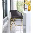 Meridian Furniture Xavier Gray Velvet Counter Stool with Gold Metal Legs