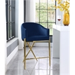 Meridian Furniture Xavier Navy Velvet Counter Stool with Gold Metal Legs