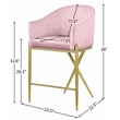 Meridian Furniture Xavier Pink Velvet Counter Stool with Gold Metal Legs