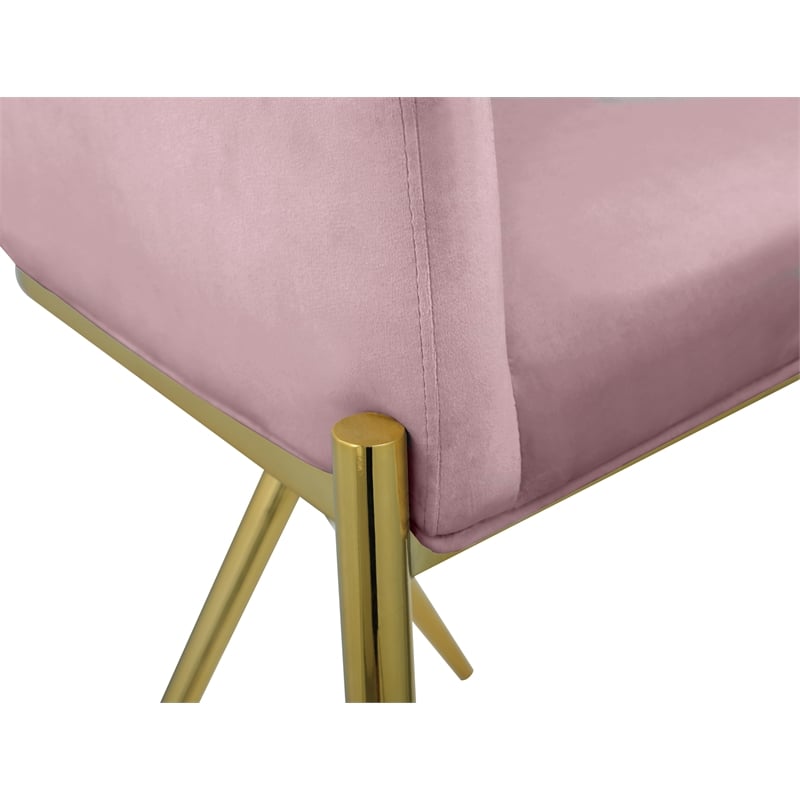 meridian furniture xavier pink velvet counter stool with gold metal legs