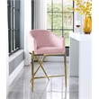 Meridian Furniture Xavier Pink Velvet Counter Stool with Gold Metal Legs
