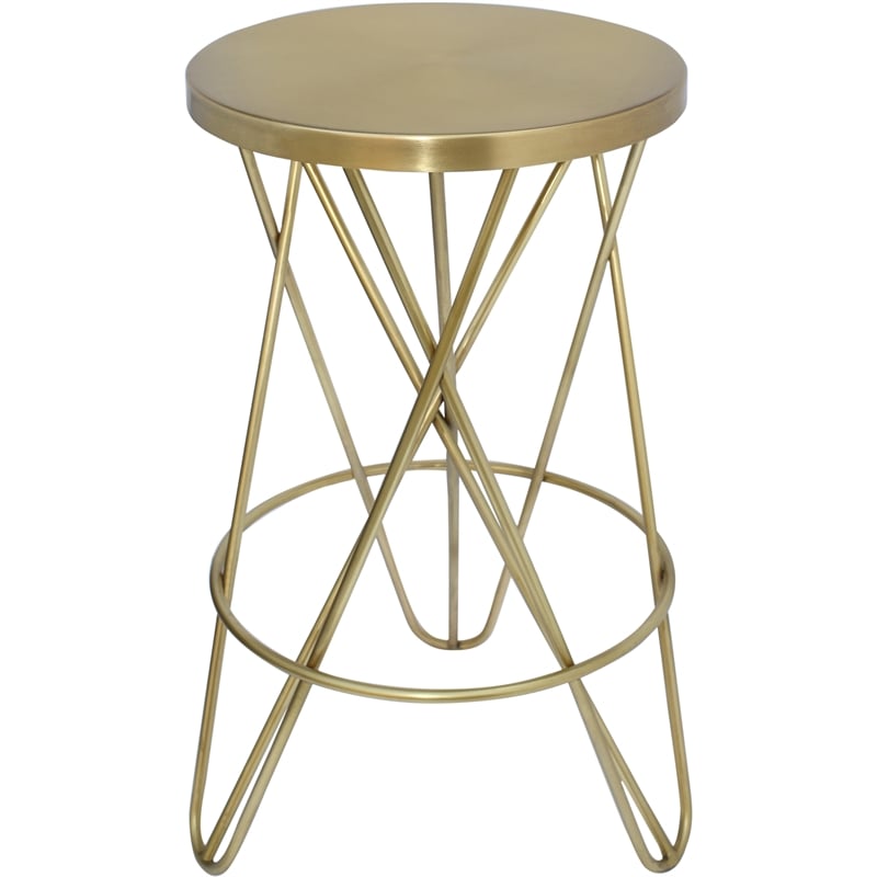 Meridian Furniture Mercury Brushed Gold Iron Counter Stool 8131