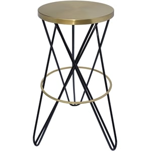 Meridian Furniture Mercury Brushed Gold Iron / Black Powder Coated Barstool