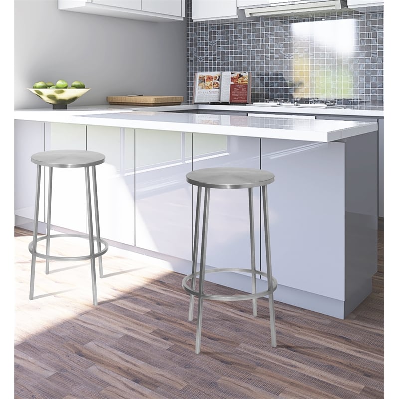 meridian furniture tyson brushed silver iron counter stool