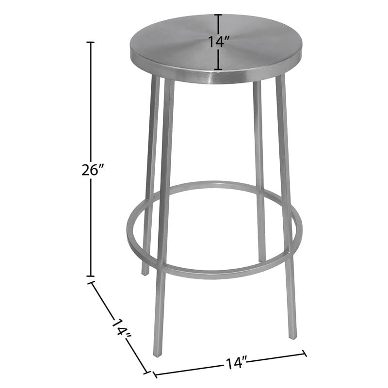meridian furniture tyson brushed silver iron counter stool