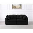 Meridian Furniture Serene Black Linen Fabric Modular 2 Piece Loveseat
