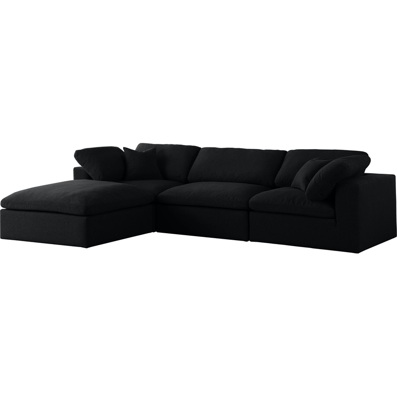 Meridian Furniture Serene Black Linen Fabric Deluxe Modular Sectional