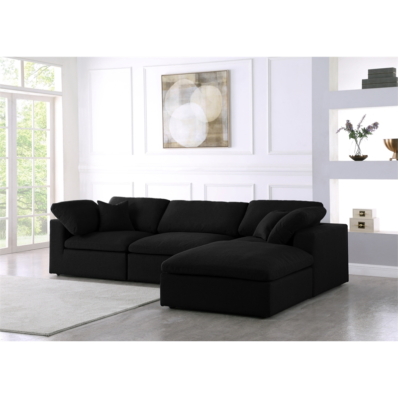 Meridian Furniture Serene Black Linen Fabric Deluxe Modular Sectional