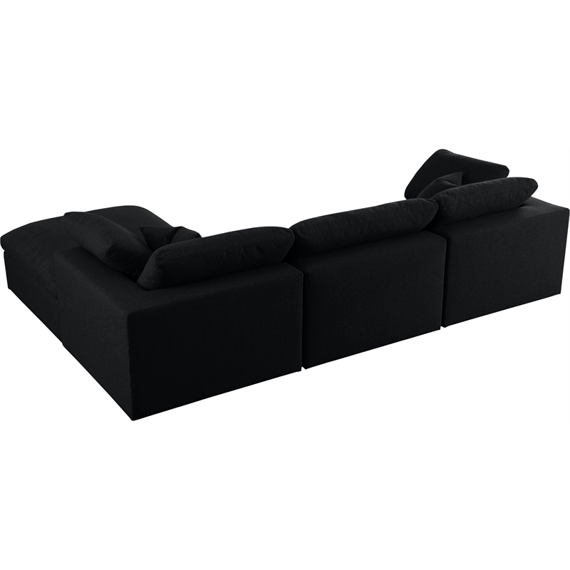 Meridian Furniture Serene Black Linen Fabric Deluxe Modular Sectional