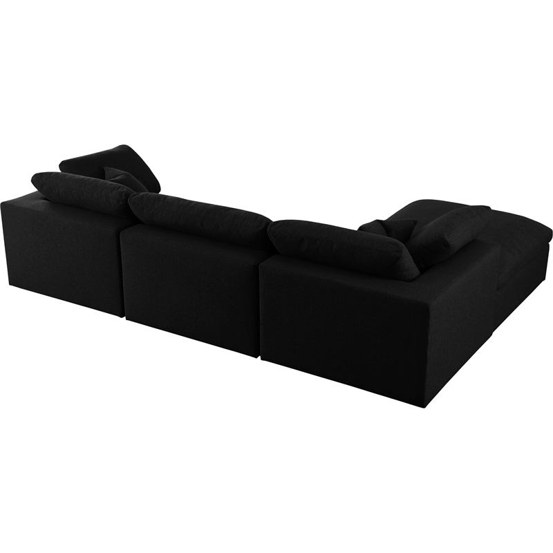 Meridian Furniture Serene Black Linen Fabric Deluxe Modular Sectional