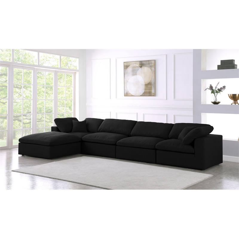 Meridian Furniture Serene Black Linen Fabric Deluxe Modular Sectional