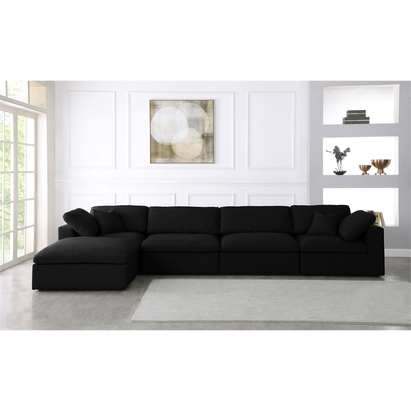 Meridian Furniture Serene Black Linen Fabric Deluxe Modular Sectional