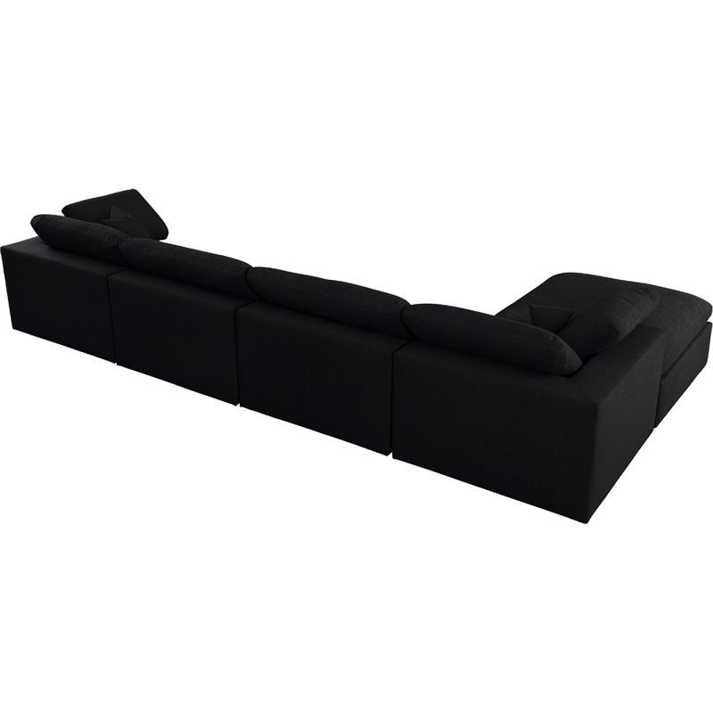 Meridian Furniture Serene Black Linen Fabric Deluxe Modular Sectional
