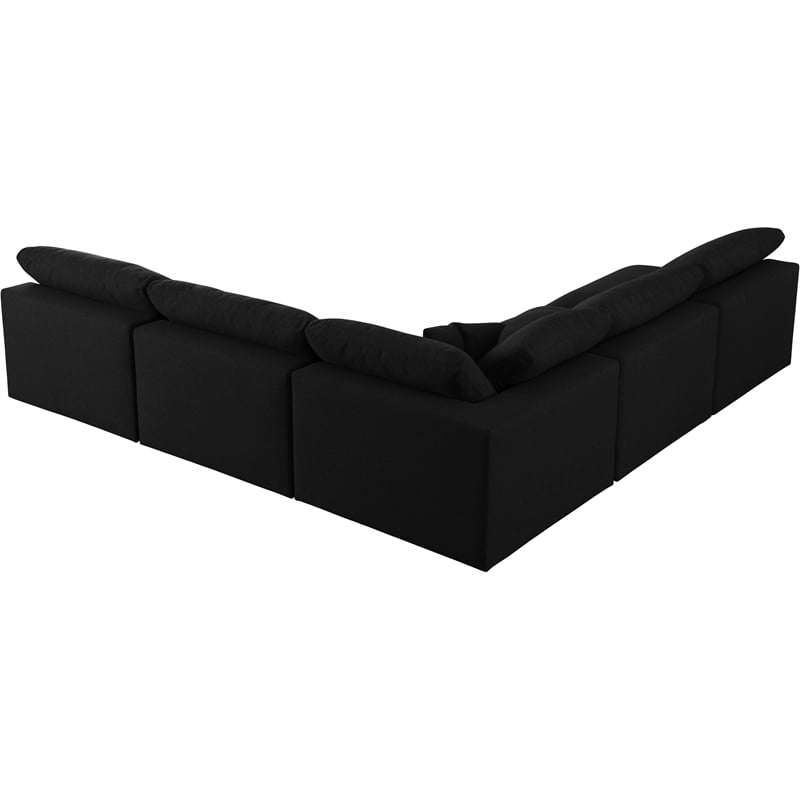 Meridian Furniture Serene Black Linen Fabric Deluxe Modular Sectional