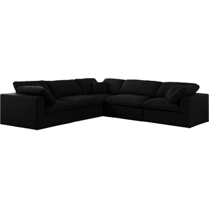 Meridian Furniture Serene Black Linen Fabric Deluxe Modular Sectional