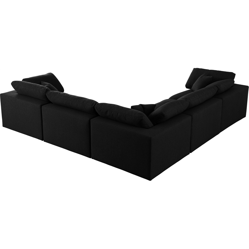 Meridian Furniture Serene Black Linen Fabric Deluxe Modular Sectional