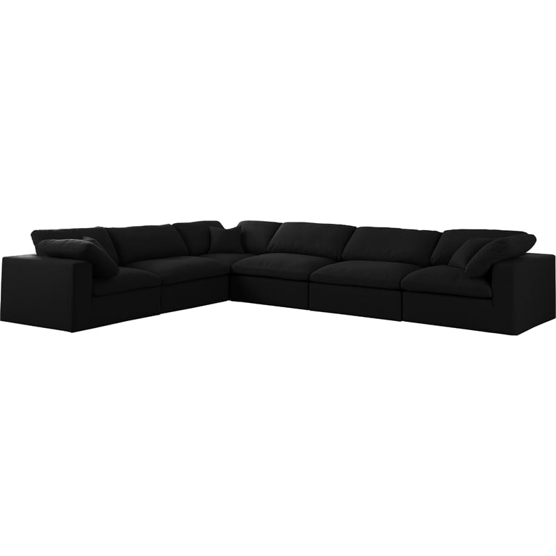Meridian Furniture Serene Black Linen Fabric Deluxe Modular Sectional