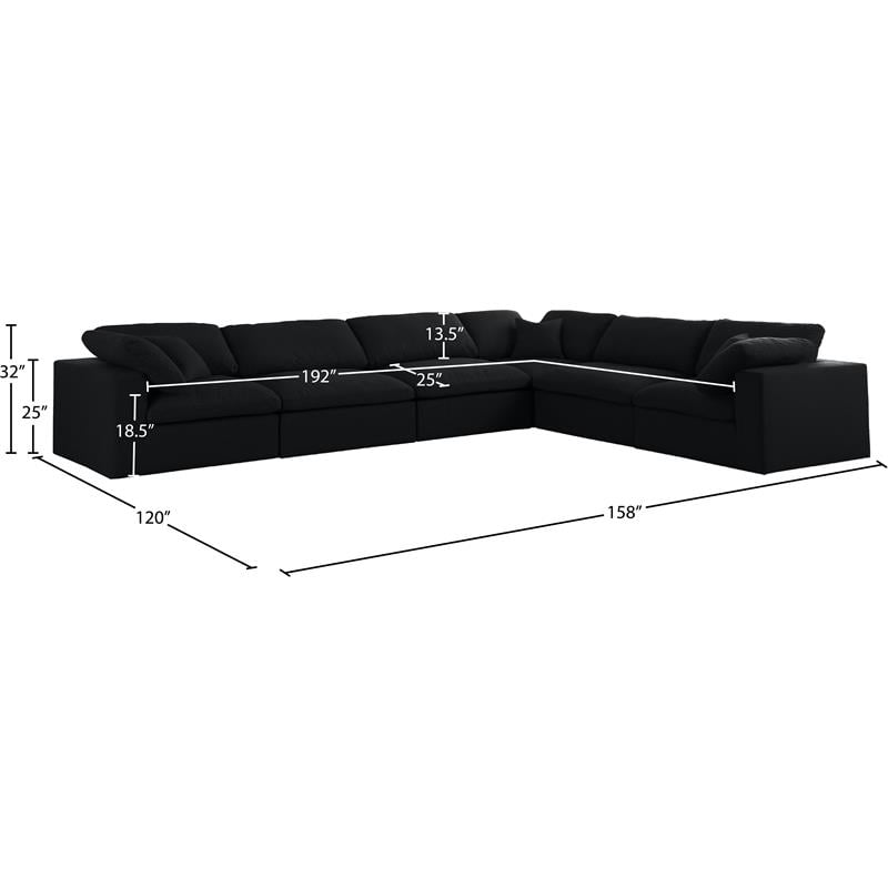 Meridian Furniture Serene Black Linen Fabric Deluxe Modular Sectional