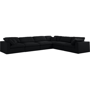 Meridian Furniture Serene Black Linen Fabric Deluxe Modular Sectional