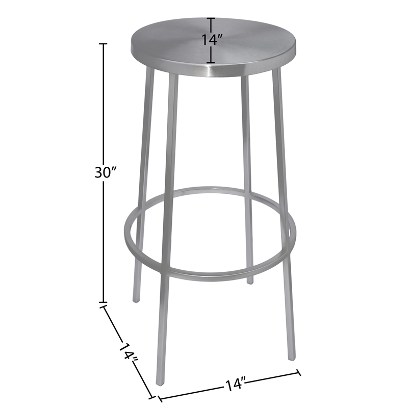 Meridian Furniture Tyson Brushed Silver Iron Barstool