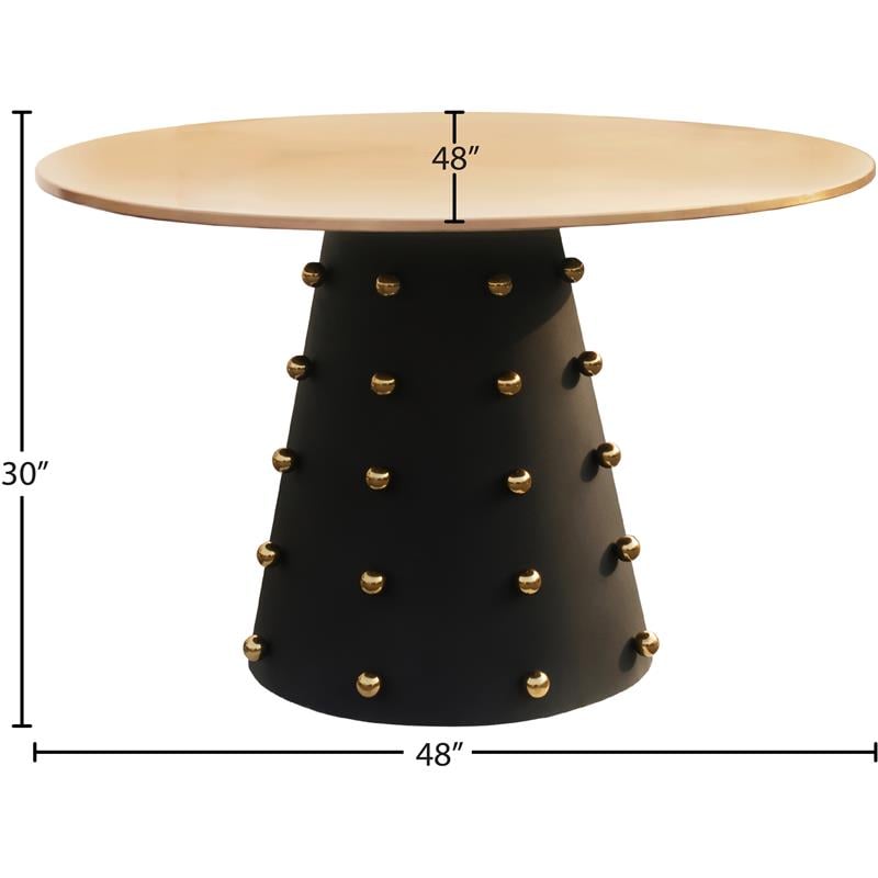 Meridian Furniture Raven Brushed Gold Top Dining Table with Matte Black Base