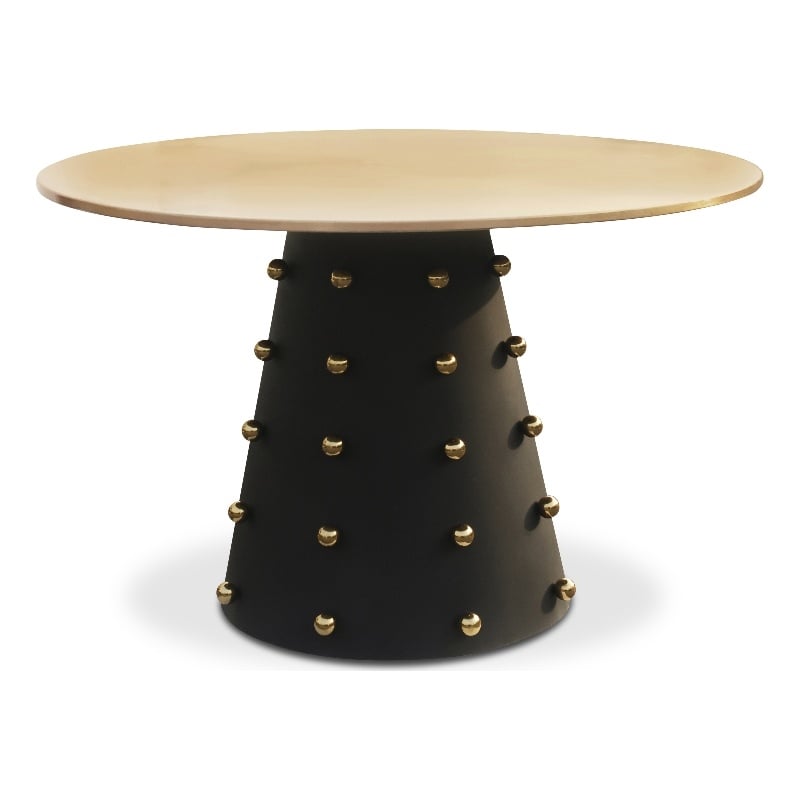 Meridian Furniture Raven Brushed Gold Top Dining Table with Matte Black Base