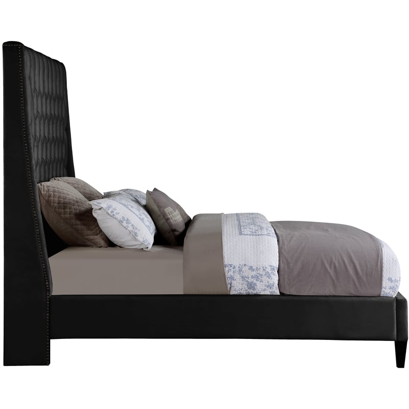 Meridian Furniture Fritz Black Velvet Full Bed