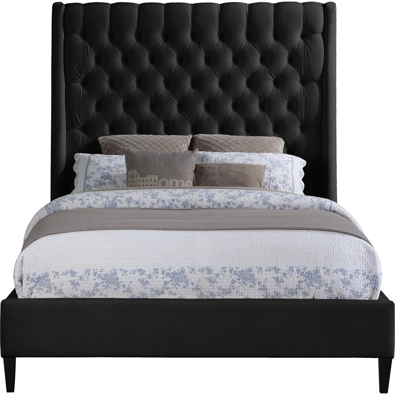 Meridian Furniture Fritz Black Velvet King Bed